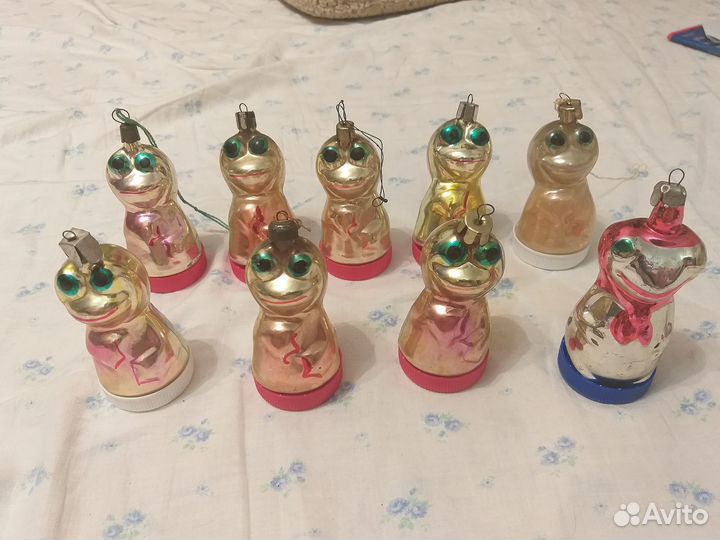 Елочные игрушки СССР Насекомые, пингвины, лягушки