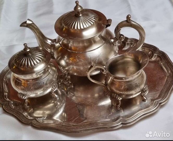 Сервиз чайный чайник сахарница серебрение Англия