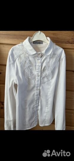 Блузка белая школьная, рост 128-134