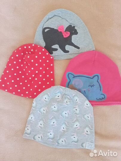 Шапка трикотажная на девочку 2-5 лет