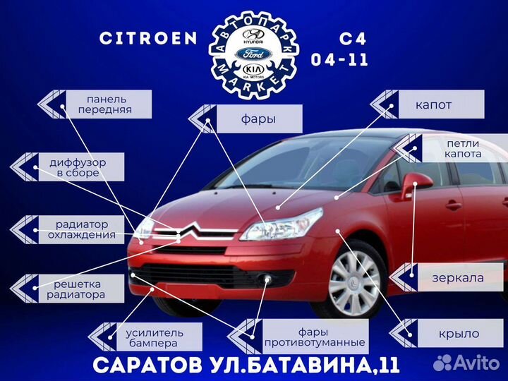 Решетка в бампер верхняя citroen c4