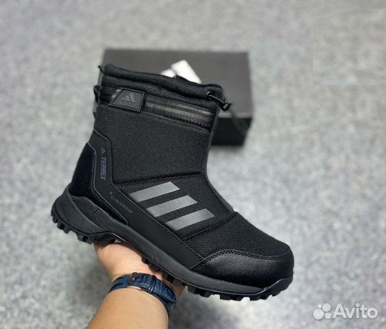 Сапоги дутики Adidas полностью чёрные (р.43)
