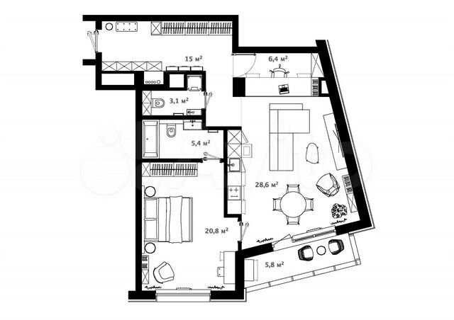 2-к. квартира, 87,2 м², 9/20 эт.