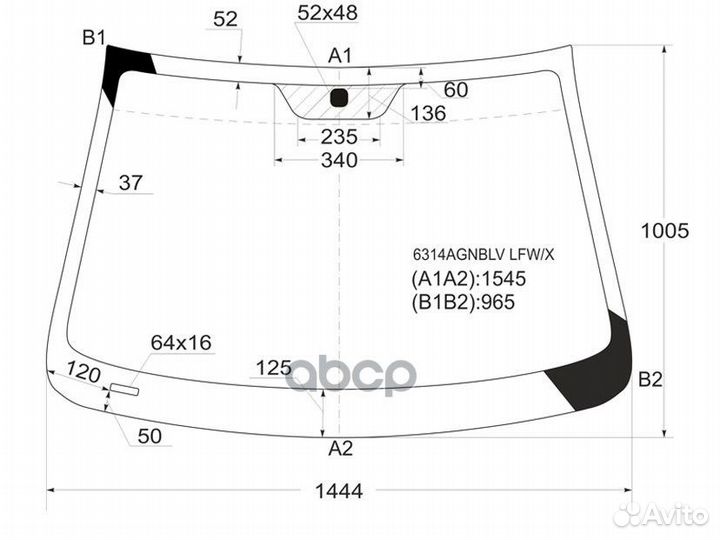 Стекло лобовое chevrolet captiva 06-16/ opel AN