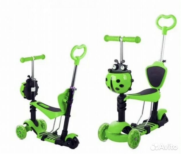 Самокат беговел детский 3 в 1 новый, Божья коровка