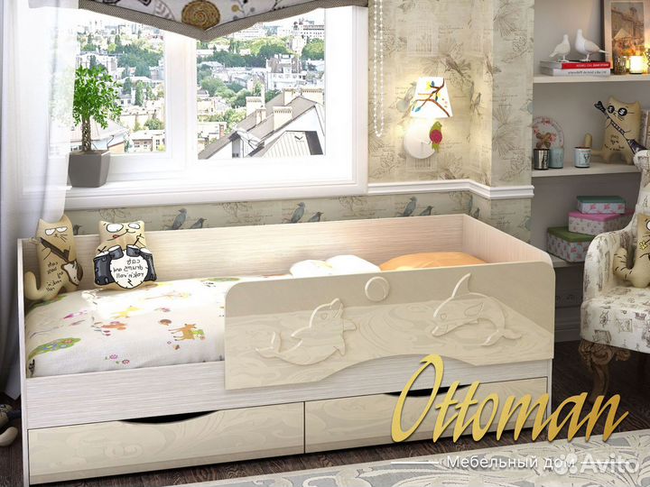 Детская кровать с матрасом Алиса 1,8х0,8 Новая