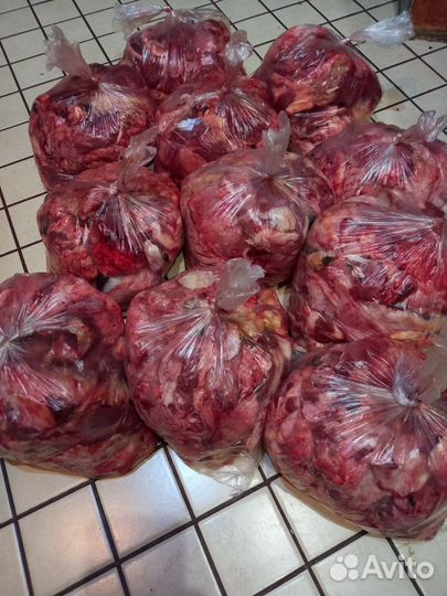 Говяжьи обрези для собак фасовака в пакетах мясная