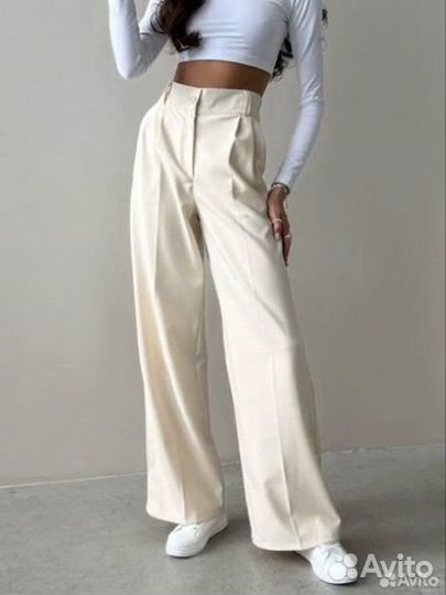 Брюки белые молочные широкие