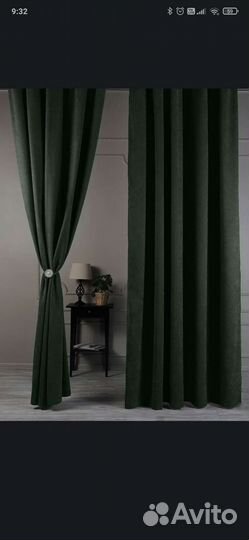 Шторы Айвори темно зеленые