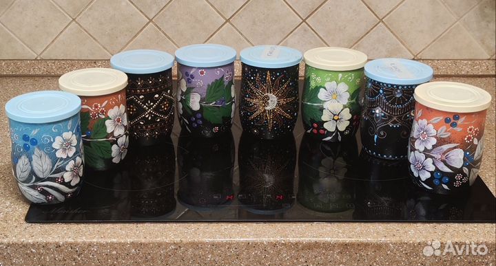 Глиняные горшочки, ручная роспись