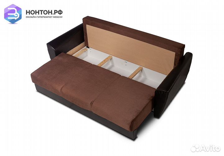 Диван еврокнижка Мадейра Lux темно-коричневый / ко