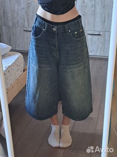 Джинсовые шорты бермуды