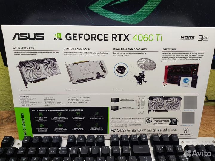 Новая Видеокарта asus dual RTX4060Ti