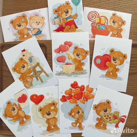 Набор открыток с мишками, 30 шт