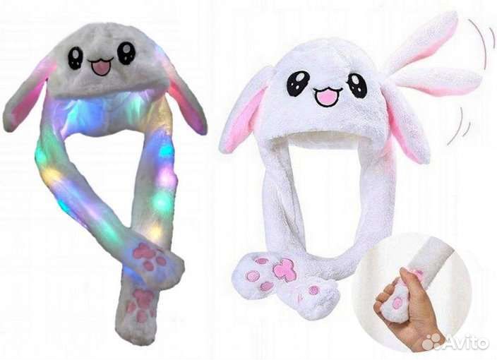 Шапка-зайка с двигающимися ушами