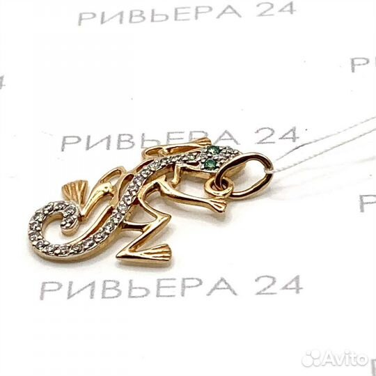 Золотая подвеска с фианитами 585 пробы 2.26 грамм