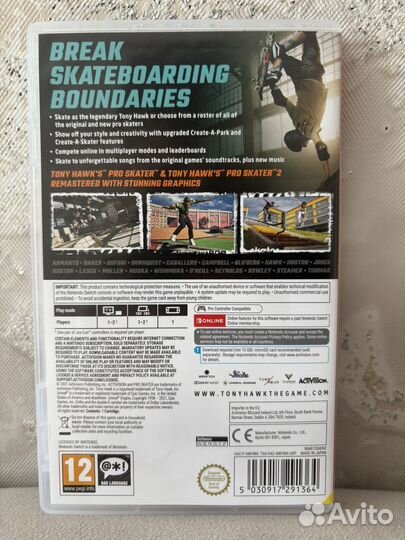 Nintendo switch Tony Hawk’s Pro Skater 1 + 2 )