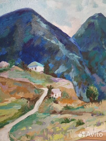 Горный пейзаж. Картина маслом на холсте 30х30см