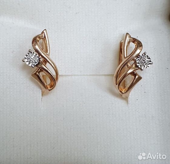 Золотые серьги 585 с бриллиантами