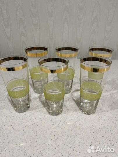 Стаканы из чешского стекла с позолотой новые