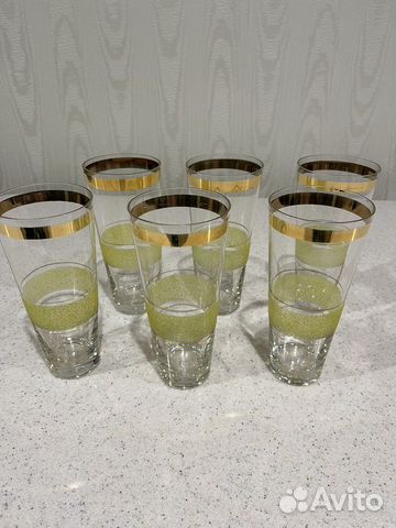 Стаканы из чешского стекла с позолотой новые