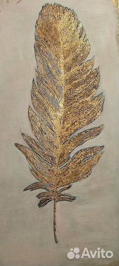 Интерьерная картина ручной работы Золотое перо