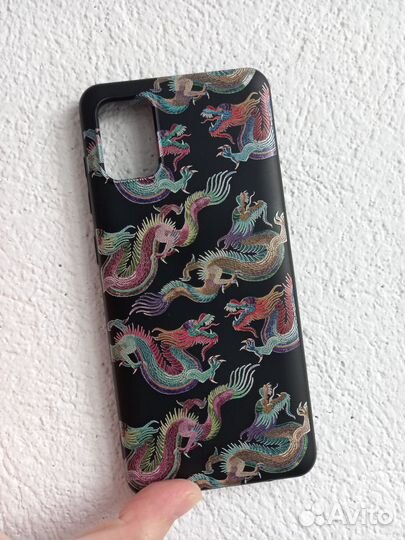 Чехол бампер на Samsung A31 чёрный с драконами