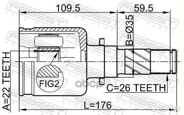 ШРУС внутренний левый 22X35X26 mazda 3 BK 03- 0