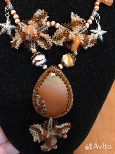 Ожерелье колье, серьги ручной работы