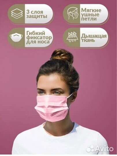 Маска одноразовая медицинская