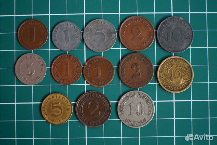 13 монет пфенниги Германия 1874 - 1943 гг