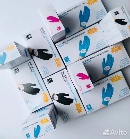 Перчатки нитриловые/виниловые Wally Plastic