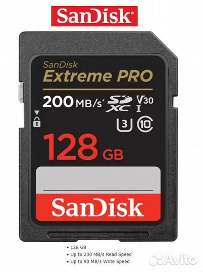 Карта памяти SD UHS-I 128Gb V30 200/90 SanDisk