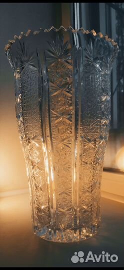 Редкая большая красивая хрустальная ваза 1970-80г