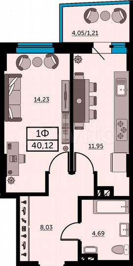 1-к. квартира, 39,6 м², 22/26 эт.