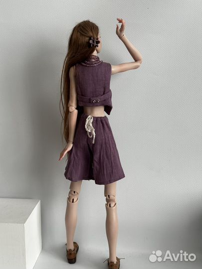 Льняной костюм для кукол bgd формата 1/4