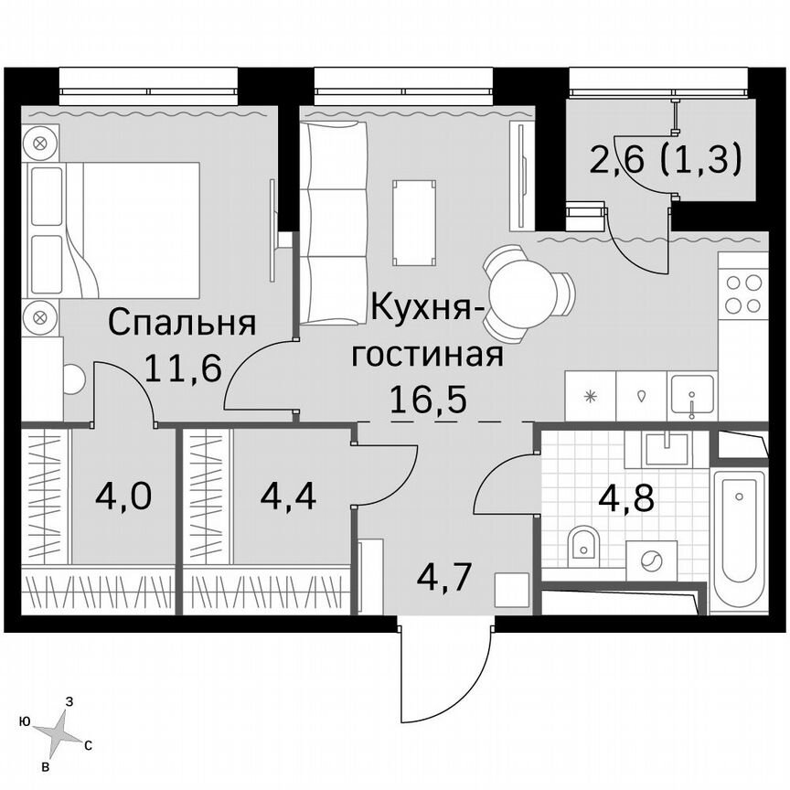 1-к. квартира, 47,5 м², 10/10 эт.
