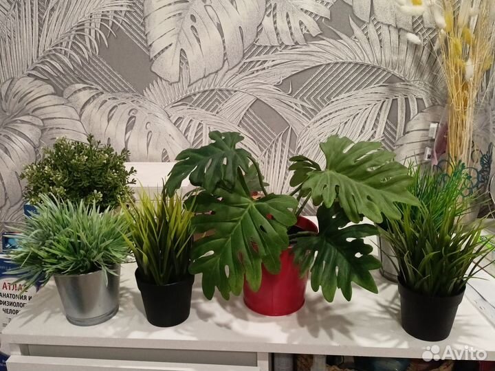 Искусственные цветы для декора в горшках