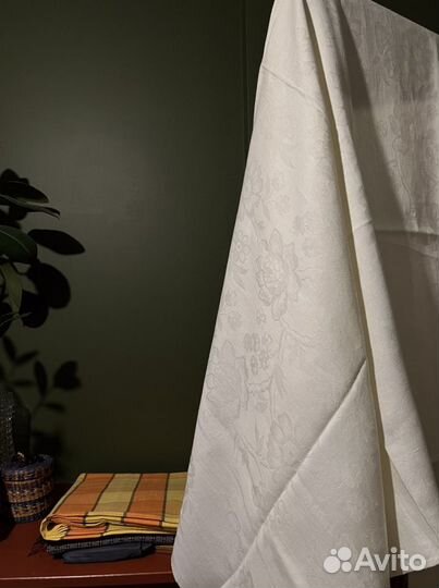 Скатерть лен белая СССР
