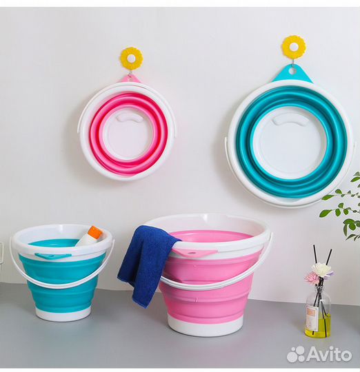 Ведро силиконовое складное 5 литров зеленое