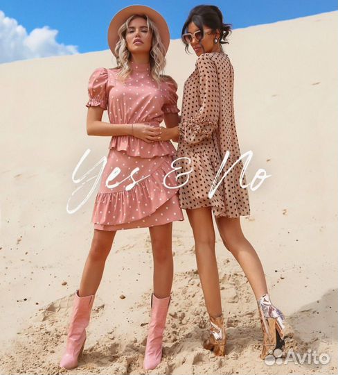 Платье Clanvi 6 розовое с рюшками в горошек XS