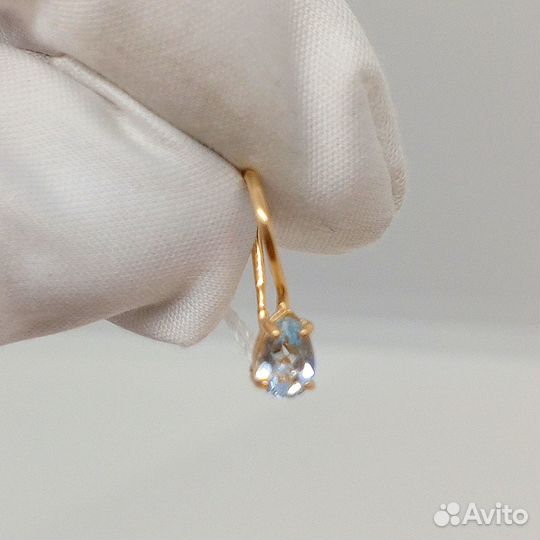 Золотые серьги с фианитом