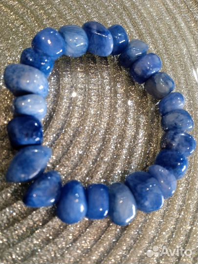 Браслет.Агат голубой.Новый.Растягивается