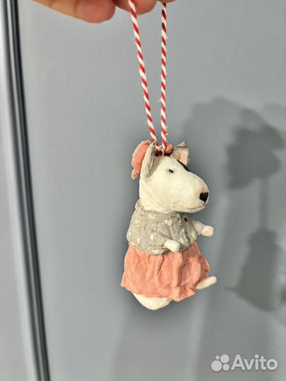 Бультерьер (ватная ) елочная игрушка