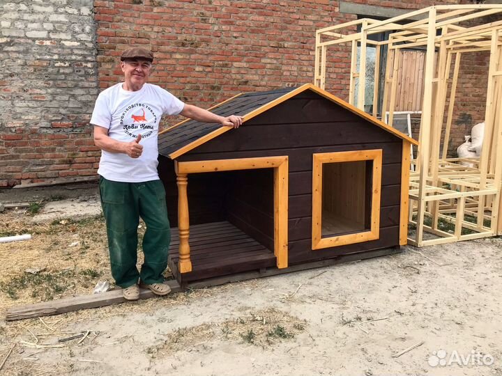 Будка для собаки,теплая с навесом(хаски,овчарка,ла