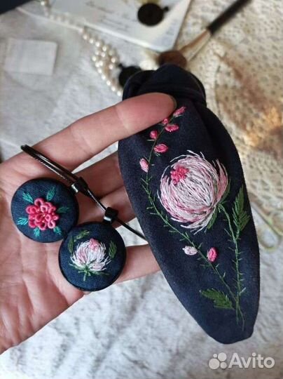 Ободки (с ромашками и пионом) и 2 кулончика