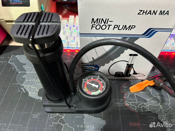 Мини ножной насос с манометром