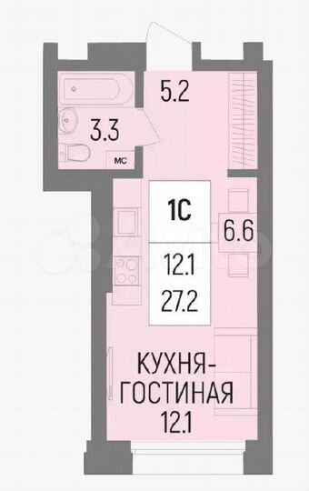 Квартира-студия, 27,2 м², 11/21 эт.