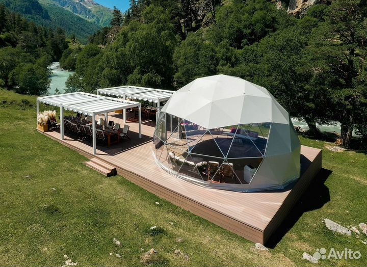 Купольный шатер для глэмпинга диаметр 6 м