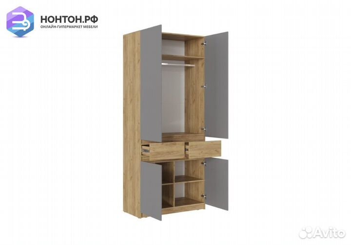 Шкаф 2-створчатый Бостон серый шифер / дуб крафт з